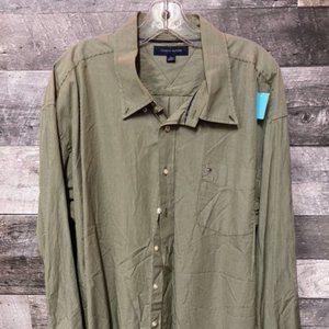 Green Stripped TOMMY HILFIGER Mens Stripped Dress Shirt XXL